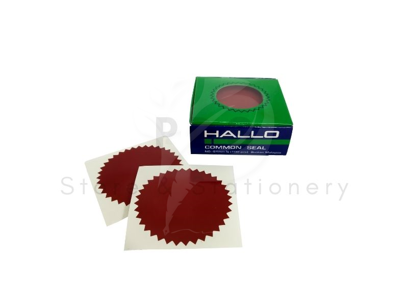 HALLO RED ROUND COMMON SEAL STICKER 51MM